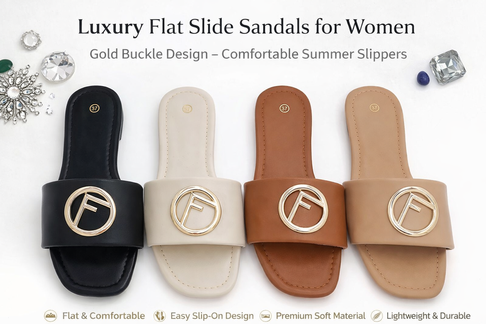 Women Luxury Slide Sandals – Gold Bird Ring Design (Sizes 37–42)