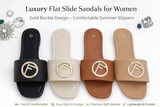 Women Luxury Slide Sandals – Gold Bird Ring Design (Sizes 37–42)