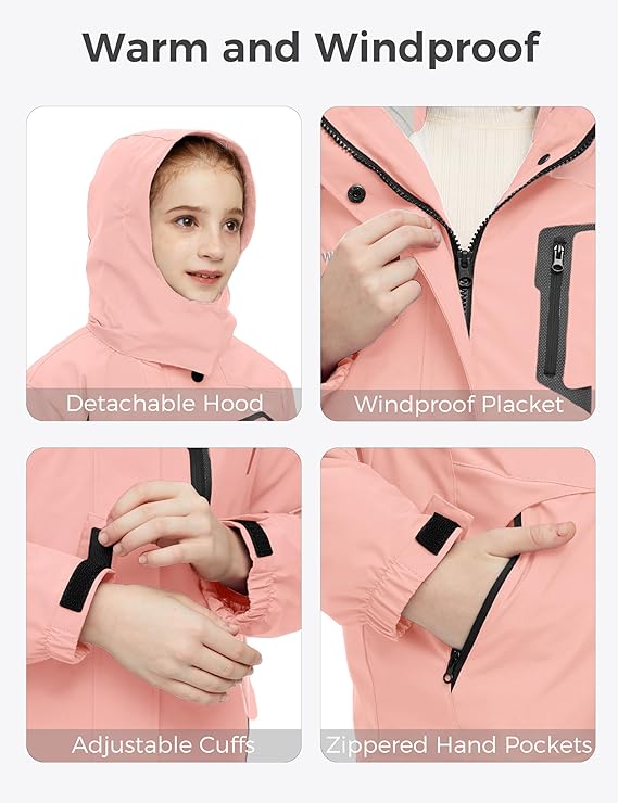 Girl's 3-in-1 Ski Jacket - Warm Fleece Lined Winter Snow Coat| AURORE LUXURE