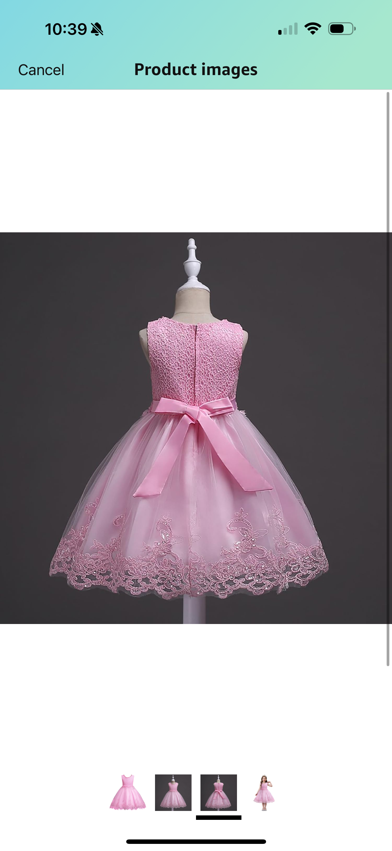 DreamHigh Flower Girl Dress for 3-10 Years Old Girls by AURORE LUXURE, showcasing a back view of a pink dress with a bow tie and elegant floral embroidery detail.