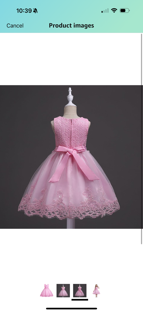DreamHigh Flower Girl Dress for 3-10 Years Old Girls by AURORE LUXURE, showcasing a back view of a pink dress with a bow tie and elegant floral embroidery detail.