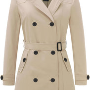 Women's Waterproof Trench Coat - Classic Belted Lapel Coat | AURORRE LUXURE