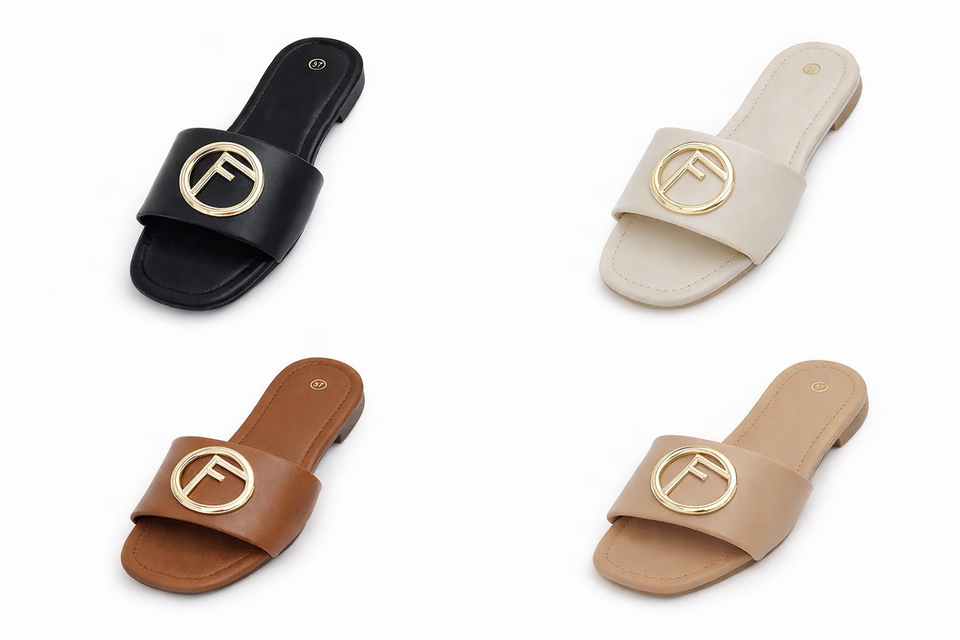 Women Luxury Slide Sandals – Gold Bird Ring Design (Sizes 37–42)
