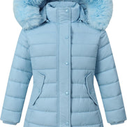 Girls’ Winter Waterproof Long Puffer Coat – Warm Kids Parka Jacket with Removable Hood