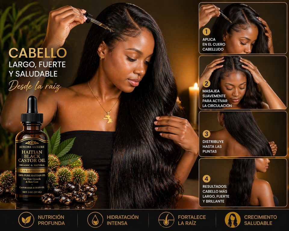 Aurore Luxure Haitian Black Castor Oil/ maskriti – Organic & Natural 100% Pure Castor Hair & Body Oil