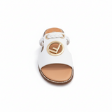 Women’s Flat Slide Sandals – Braided Strap Open Toe Slip-On with Gold Buckle, Summer Casual Comfort Sandals (Size 37-42)