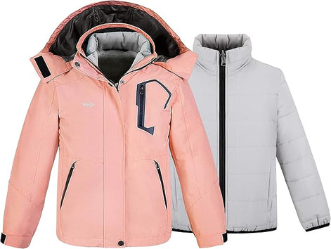 Girl's 3-in-1 Ski Jacket - Warm Fleece Lined Winter Snow Coat| AURORE LUXURE
