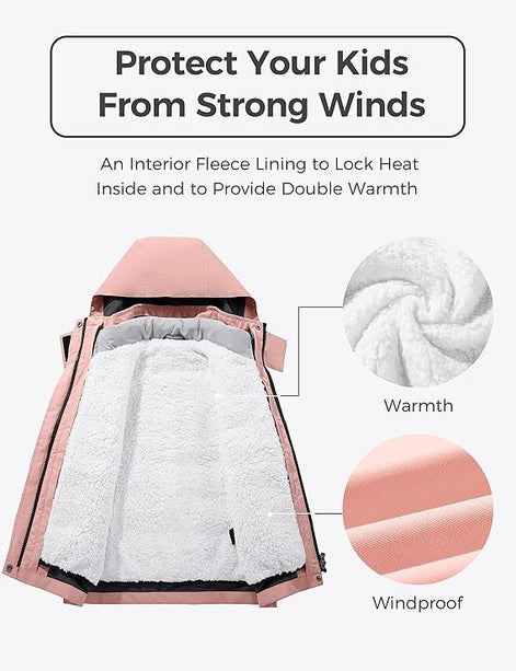 Girl's 3-in-1 Ski Jacket - Warm Fleece Lined Winter Snow Coat| AURORE LUXURE