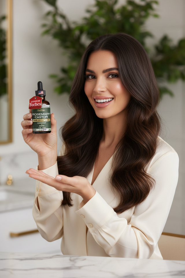 Ella & Eden Hair Growth Oil with Rosemary, Castor, Peppermint Oils & Biotin - Dry Scalp Treatment - Strengthening, Repairing, Soothing - 2 Fl Oz Glass Bottle