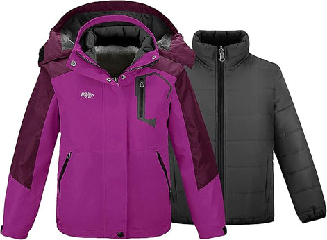 Girl's 3-in-1 Ski Jacket - Warm Fleece Lined Winter Snow Coat| AURORE LUXURE