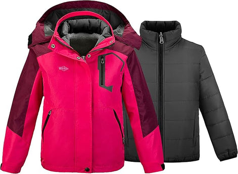 Girl's 3-in-1 Ski Jacket - Warm Fleece Lined Winter Snow Coat| AURORE LUXURE
