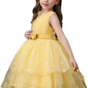 Close-up view of the yellow dress zipper, part of the Baby Girls Dresses Summer selection.