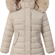 Girls’ Winter Waterproof Long Puffer Coat – Warm Kids Parka Jacket with Removable Hood