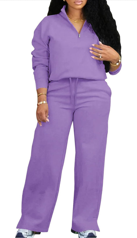 Women's 2 Piece Tracksuit - Oversized Half Zip Sweatsuit Set | AURORE LUXURE