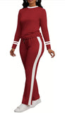 Women's 2 Piece Outfits Long Sleeve Tops Sweatpants Colorblock Bodycon Lounge Sets Tracksuits