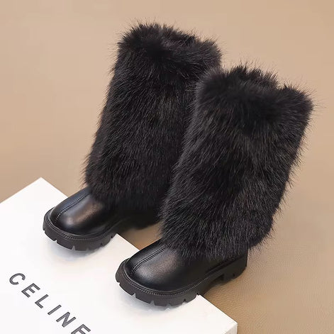 Girls Glitter Chelsea Boots - Waterproof Fur Lined Winter Boots | AURORE LUXURE