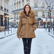 Women's Fleece Hooded Parka - Warm Winter Zipper Coat | AURORE LUXURE