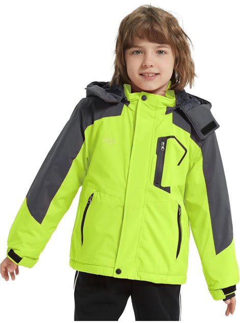 Boy's Waterproof Ski Jacket - Fleece Lined Winter Snowboard Coat | AURORE LUXURE