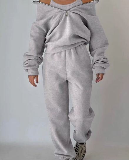 Women's Fleece Tracksuit Set - 2 Piece Sweatshirt & Joggers | AURORE LUXURE