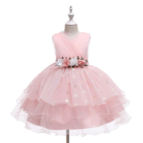 Adorable pink dress with floral details, featured in the Baby Girls Dresses Summer collection.
