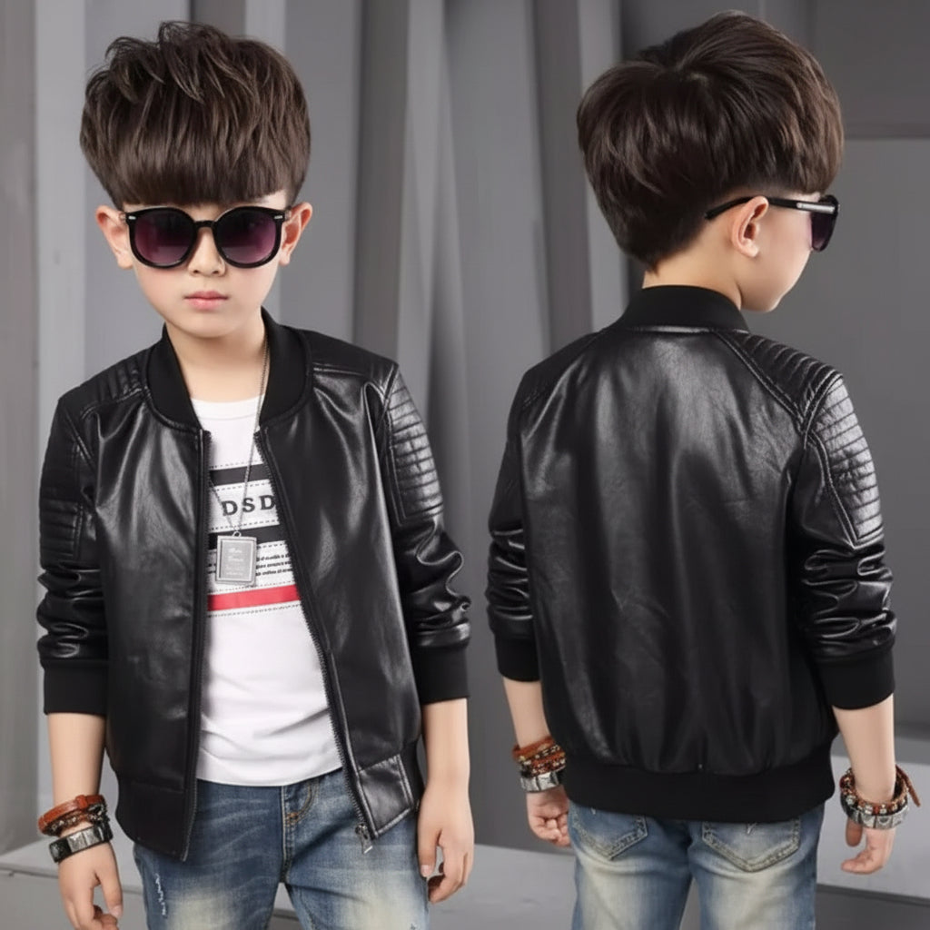 Boys Faux Leather Jacket - Toddler Kids Motorcycle Coat | AURORE LUXURE