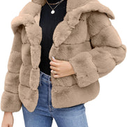 Womens Faux Fur Coat Fleece Cropped Jacket Long Sleeve Fur Coats Warm Winter Jackets 2025