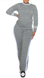 Women's 2 Piece Outfits Long Sleeve Tops Sweatpants Colorblock Bodycon Lounge Sets Tracksuits