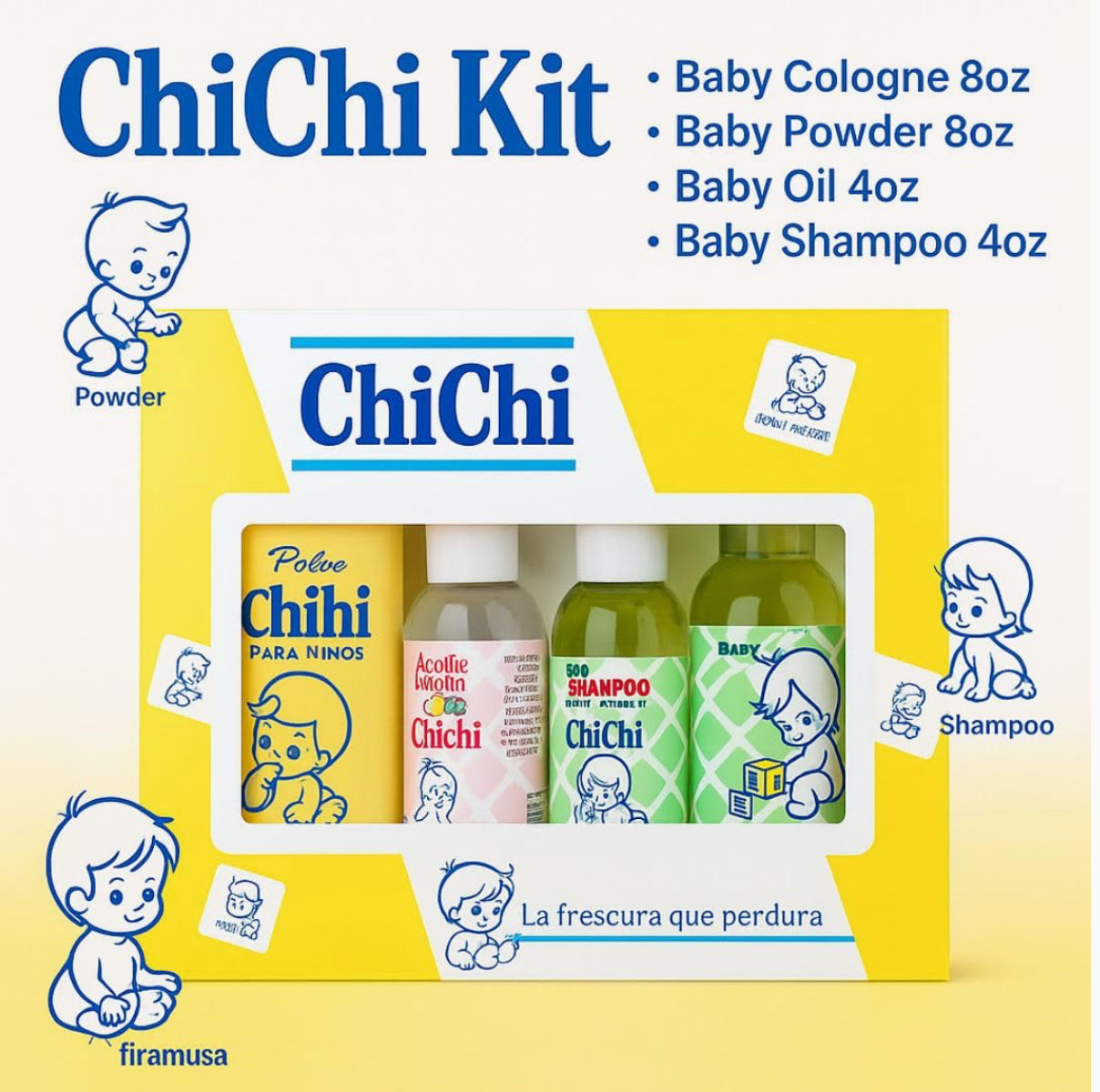 ChiChí Care Kit - 4 Piece Baby Care Set (Cologne, Powder, Oil)