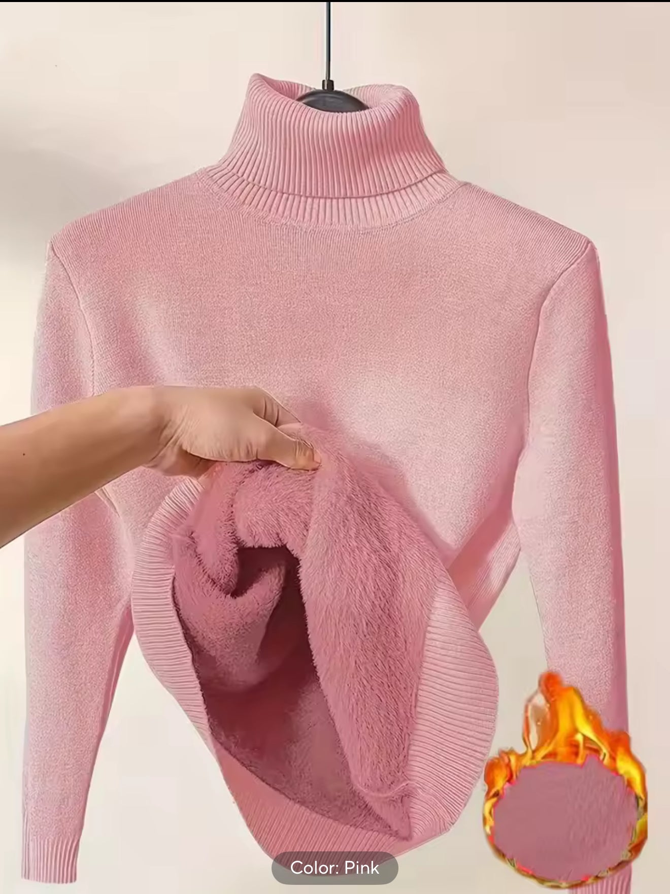 Women's Fleece Lined Turtleneck - Warm Long Sleeve Pullover Top