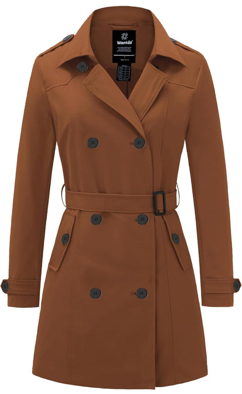 Women's Waterproof Trench Coat - Classic Belted Lapel Coat | AURORRE LUXURE