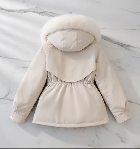 Women's Fleece Hooded Parka - Warm Winter Zipper Coat | AURORE LUXURE