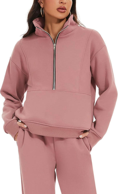 Women's Fleece Tracksuit Set - 2 Piece Sweatshirt & Joggers | AURORE LUXURE