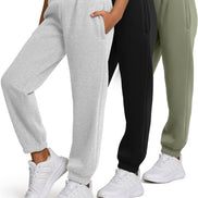 Girls 3-Pack Sweatpants - Fleece Joggers with Pockets | AURORE LUXURE