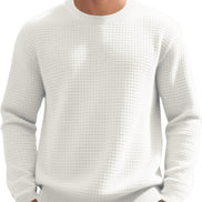 Men's Textured Knit Pullover - Casual Crewneck Waffle Sweater | AURORE LUXURE