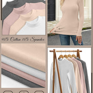 Women's 4-Pack Mock Neck Thermal Tops - Ribbed Base Layer Shirts | AURORE LUXURE