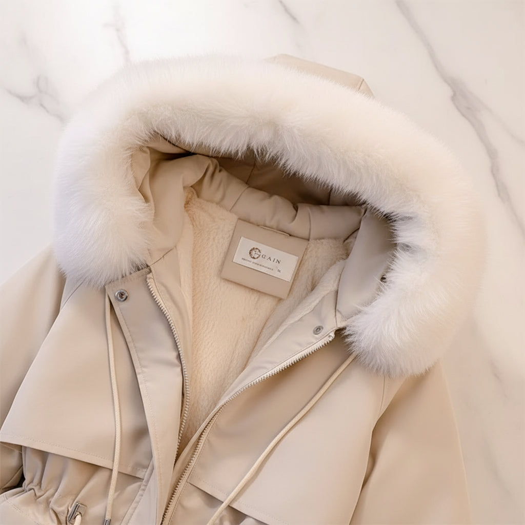 Women's Fleece Hooded Parka - Warm Winter Zipper Coat | AURORE LUXURE