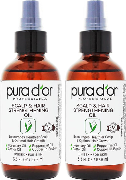 PURA D'OR Scalp & Hair Strengthening Oil with Rosemary Castor Peppermint Oil 3.3 Oz
Supports Optimal Growth, Reduce Breakage, Nourish Roots, Healthier, Fuller, Thicker Hair, Stronger Strands Ft