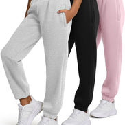 Girls 3-Pack Sweatpants - Fleece Joggers with Pockets | AURORE LUXURE