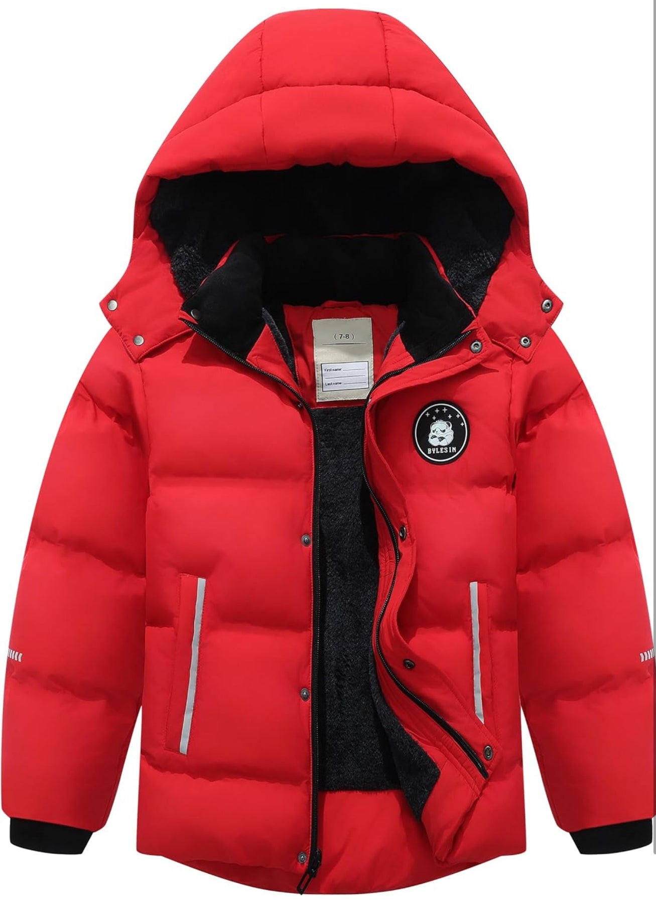 Kids Boys’ Waterproof Puffer Jacket – Warm Fleece Lined Hooded Winter Coat