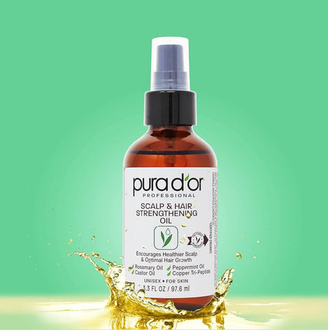 PURA D'OR Scalp & Hair Strengthening Oil with Rosemary Castor Peppermint Oil 3.3 Oz
Supports Optimal Growth, Reduce Breakage, Nourish Roots, Healthier, Fuller, Thicker Hair, Stronger Strands Ft