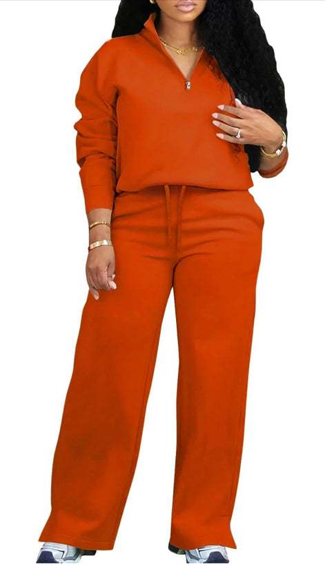 Women's 2 Piece Tracksuit - Oversized Half Zip Sweatsuit Set | AURORE LUXURE