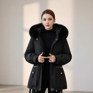 Women's Fleece Hooded Parka - Warm Winter Zipper Coat | AURORE LUXURE