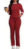 Women's 2 Piece Outfits Long Sleeve Tops Sweatpants Colorblock Bodycon Lounge Sets Tracksuits