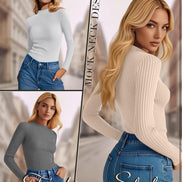 Women's 4-Pack Mock Neck Thermal Tops - Ribbed Base Layer Shirts | AURORE LUXURE