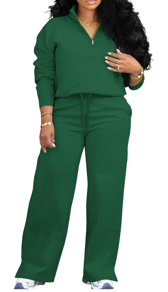 Women's 2 Piece Tracksuit - Oversized Half Zip Sweatsuit Set | AURORE LUXURE