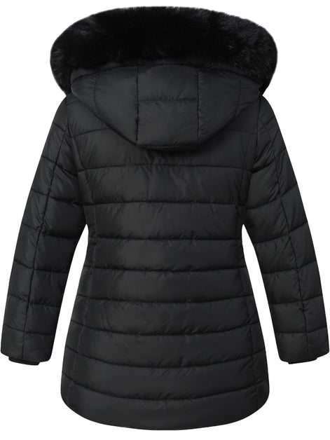 Girls’ Winter Waterproof Long Puffer Coat – Warm Kids Parka Jacket with Removable Hood