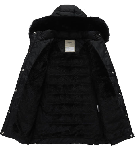 Girls’ Winter Waterproof Long Puffer Coat – Warm Kids Parka Jacket with Removable Hood