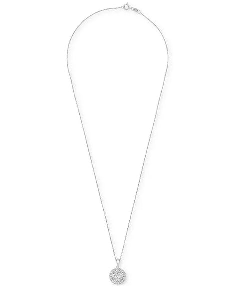 Diamond Flower Cluster Pendant Necklace & Earrings Set (Sterling Silver)