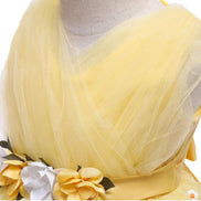 Floral detailing on a yellow dress highlighting its elegance in the Baby Girls Dresses Summer range.