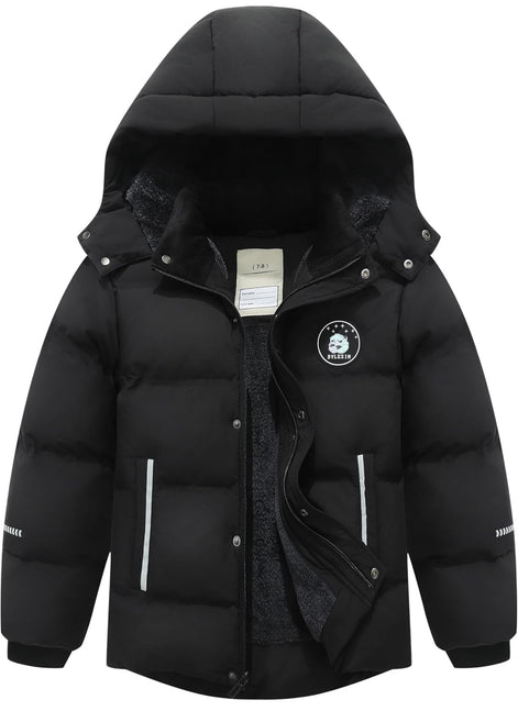 Kids Boys’ Waterproof Puffer Jacket – Warm Fleece Lined Hooded Winter Coat